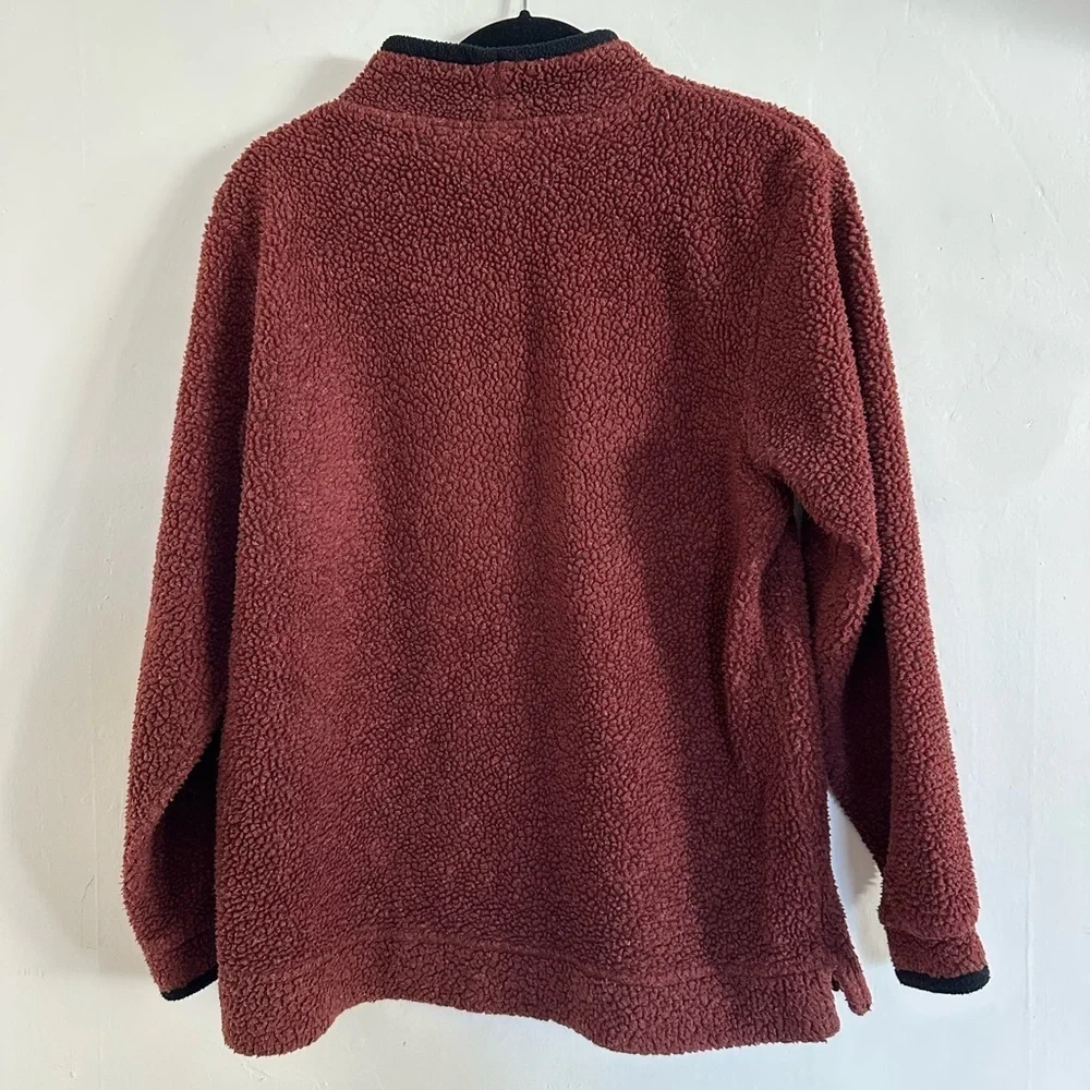 Vintage L.L.Bean Women Size S Sherpa Fleece Pullover Red Mock Neck 2000s Y2K - Picture 5 of 6